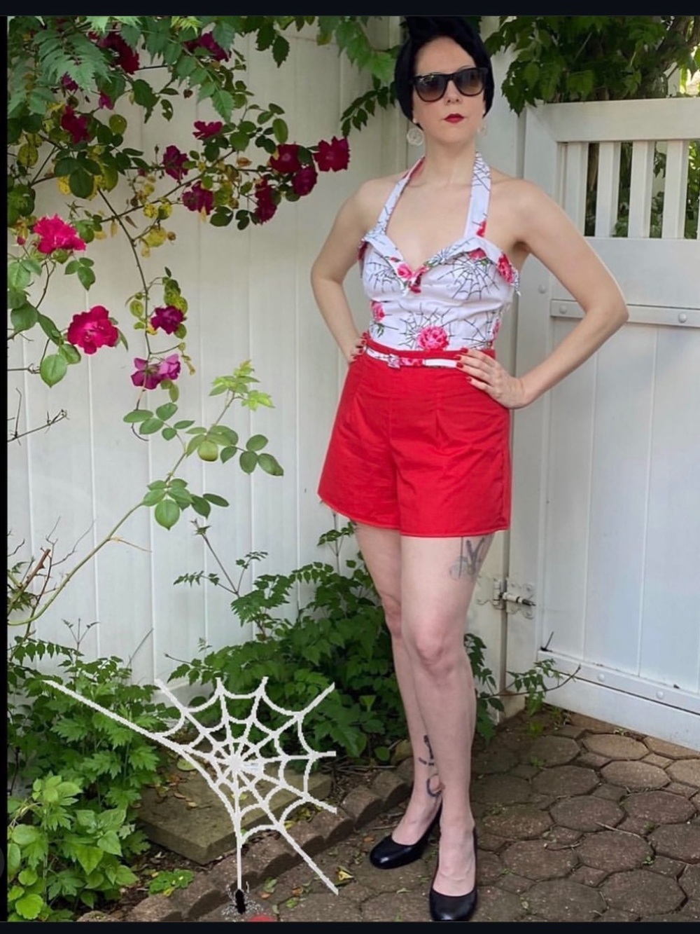 Handmade Red Cotton Pin Up Shorts